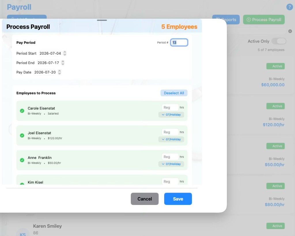 Payroll interface in Base Dental PMS